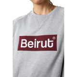 Embroidered Beirut Burgundy On Grey Sweater