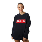 Embroidered Beirut Red on Navy Blue Sweater