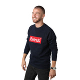 Embroidered Beirut Red on Navy Blue Men's Sweater