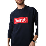 Embroidered Beirut Red on Navy Blue Men's Sweater