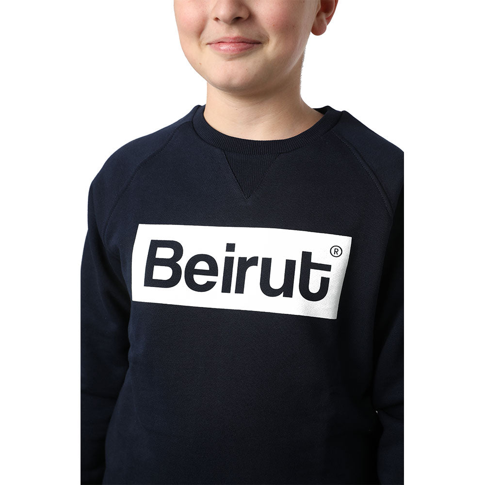 Beirut Burgundy on Navy Blue Kids Sweater