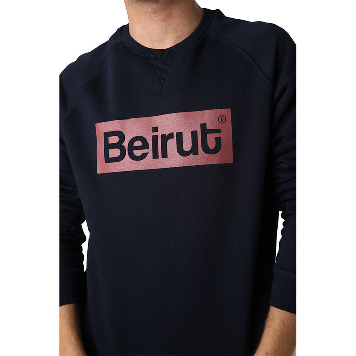Beirut Burgundy on Navy Blue Men's Sweater