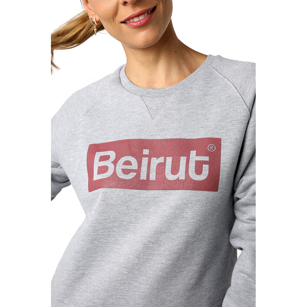 Beirut Burgundy on Grey Sweater