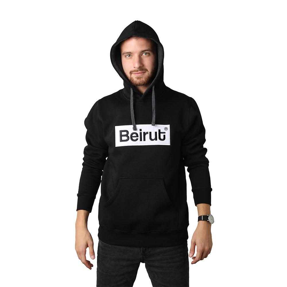 Embroidered Beirut White on Black Men's Hoodie