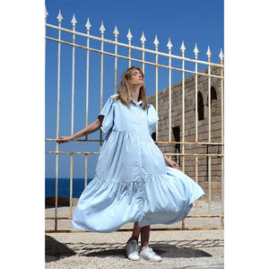 Mouftah El Chark Sky Blue Midi Dress