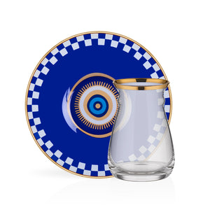 Royal Blue Evil Eye Tea Cups - Set of 6