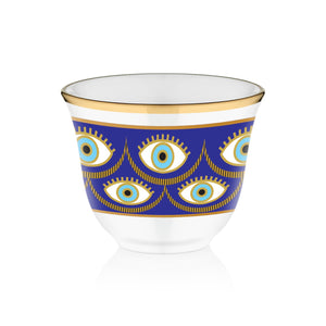Blue & Gold Evil Eye Coffee Cups - Set of 6