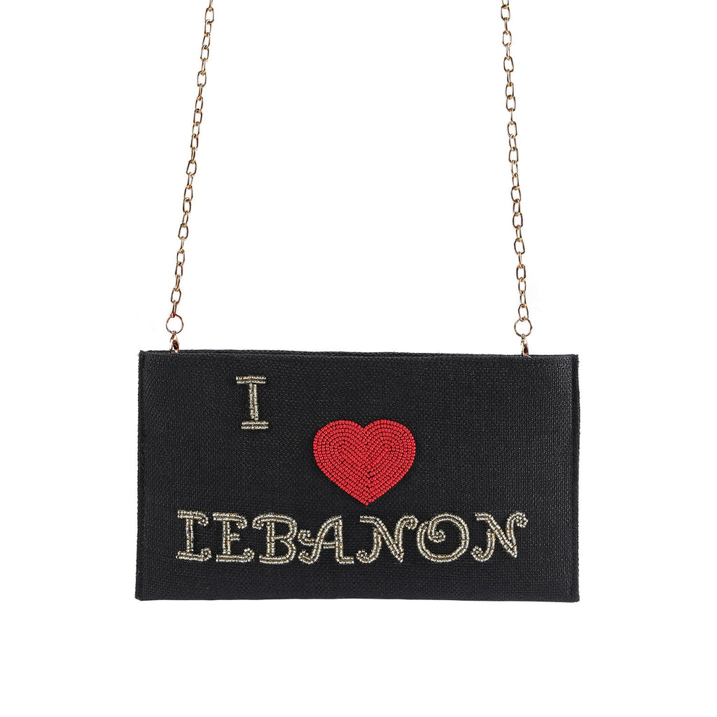 Mouftah El Chark Love Lebanon Clutch in Black