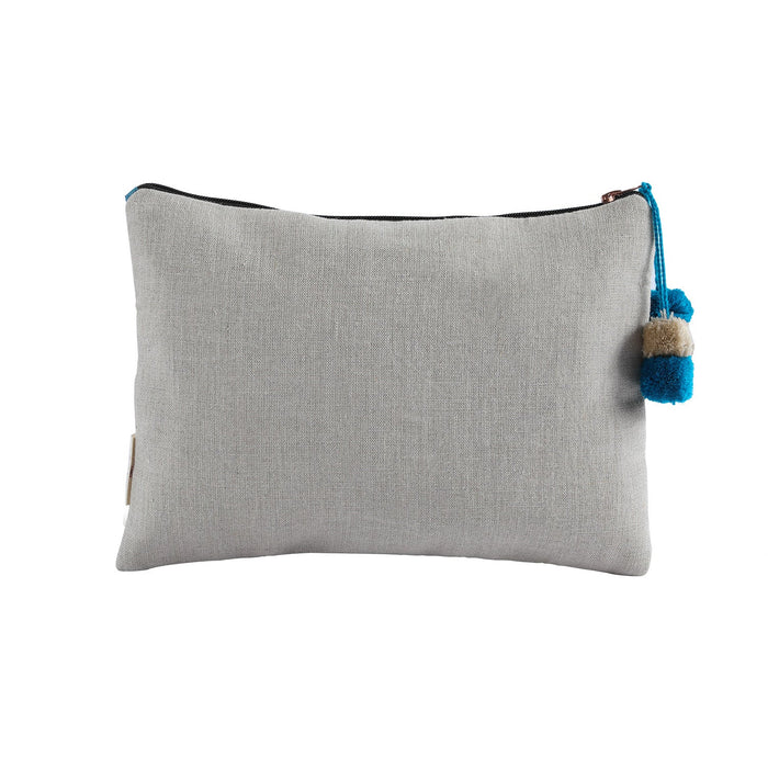 Mouftah El Chark Orchid Beaded Cotton Pouch in Blue