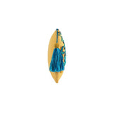 Mouftah El Chark Flowery Beaded Cotton Pouch in Blue & Yellow