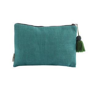 Mouftah El Chark Beaded Cotton Pouch in Blue