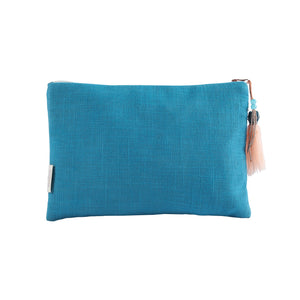Mouftah El Chark Turquoise & Pink Beaded Cotton Pouch