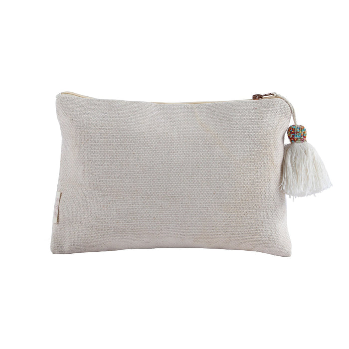 Mouftah El Chark Beirut Beaded Cotton Pouch in Beige